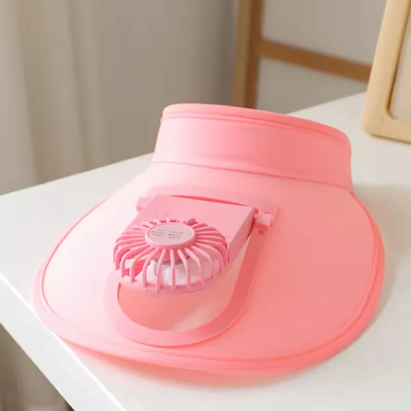 Nueva moda precio al por mayor ocio al aire libre visera sombrero con Mini USB Ventilador de carga USB Mini Ventilador con tres vientos