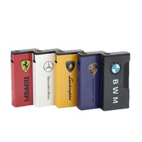 Briquet coupe-vent JUSI avec logo de voiture, flamme bleue, coque métallique durable, jetable, pour supermarché