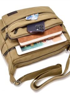New Design Men's <b>Canvas</b> <b>Large</b> Capacity Shoulder <b>Bag</b> Multi-functional Wear-resistant Convenient Single Shoulder Crossbody <b>Bag</b> - Product Image 6