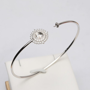 Pulsera de Plata S925 para Mujer con Múltiples Cuentas, Bandeja Vacía para 7-8 Perlas, Pulsera de Anillo Hecha a Mano con Accesorios de Joyería DIY - Product Image 1