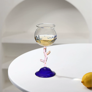 मूल हाथ से चित्रित सुंदर समुद्री प्राणी गोब्लेट डिजाइन-सेंस रंगीन ग्लास कप - Product Image 6