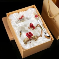 Valentijnsdag Cadeau Rozenhandvat Glas Geëmailleerde Koffiemokken Glazen Theekop Voor Valentijn Moederdag