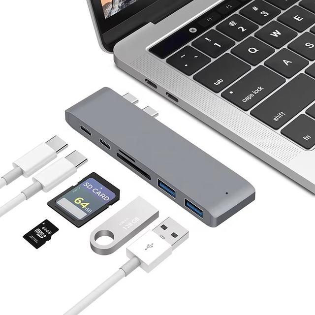 Xput 6 in 1 USB C Multiport Hub Type C Adapter With USB3.0 5Gbps TF Micro SD Card Reader Compatible MacBook Pro Air