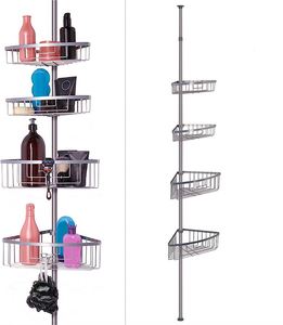 Modern Hotel Wall Mount Telescopic Tension Pole <b>Storage</b> Holders <b>Corner</b> Shelf Shower Caddy Bathroom Rack - Product Image 1