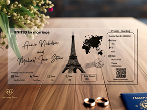 Design unico carta d'imbarco <span class=keywords><strong>torre</strong></span> <span class=keywords><strong>Eiffel</strong></span> destinazione parigi San Francisco ponte in lamina d'oro matrimonio in acrilico inviti passaporto - Product Image 6