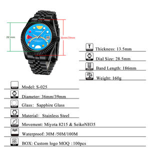 Relojes <span class=keywords><strong>Mod</strong></span> Azules con Logotipo Personalizado OEM para Hombre, con Mecanismo Mecánico Japonés NH35 y Resistencia al Agua de 100 m - Product Image 2