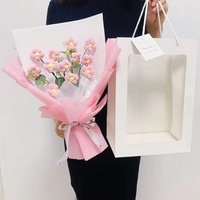 Buket Bunga Rajut Buatan Tangan dari Benang, Bentuk Hati Warna-warni, Ramah Lingkungan, Hadiah Ulang Tahun yang Indah