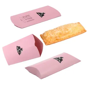 Tek kullanımlık kağıt börek sarma hızlı gıda yastık şekilli rulo kutuları ambalaj kutusu elmalı turta için özel logo baskılı tedarikçisi