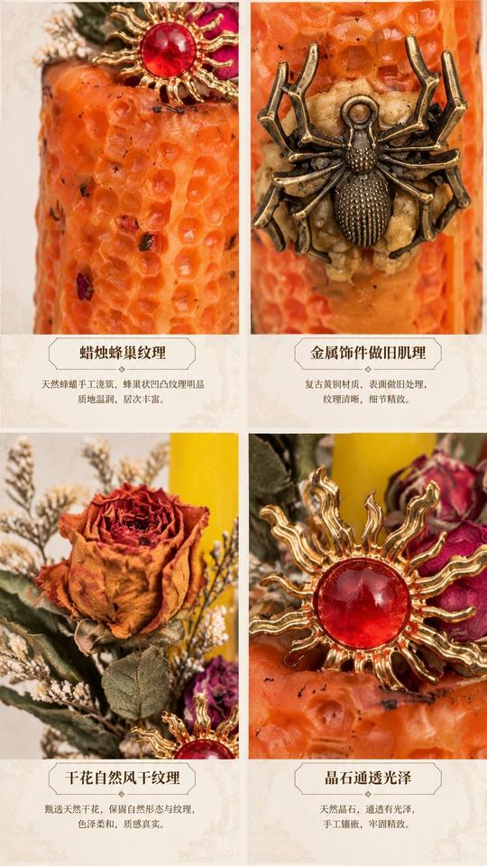 Handmade Beeswax Magic Ritual Pillar Candles With Crystals Dried ...