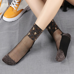 <span class=keywords><strong>Calze</strong></span> di seta di cristallo leopardato autunno e inverno alla moda <span class=keywords><strong>calze</strong></span> trasparenti in cotone a metà polpaccio donna - Product Image 2