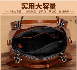 Sacs fourre-tout pour femmes, nouveaux sacs à main de créateur en cuir véritable ciré, sacs à bandoulière de luxe pour femmes - Product Image 2