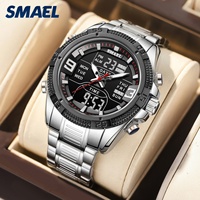Montre pour homme SMAEL 6055 en alliage de 48 mm, étanche, à quartz, avec mouvement japonais, fond en acier inoxydable, motif dessin animé, personnalisable