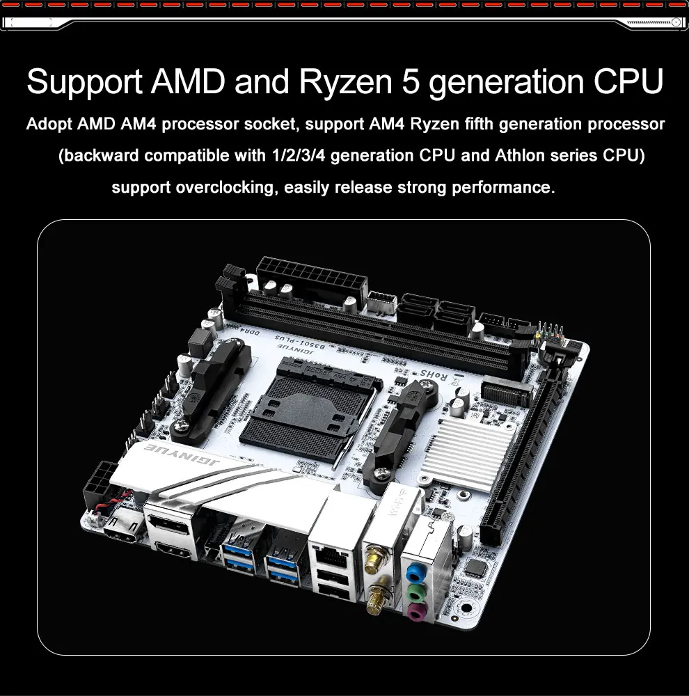 Am5 Motherboard Msi Ryzen Itx Motherboard JGINYUE B350I-PLUS