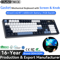 Clavier mécanique de jeu sans fil 87 touches, le plus récent, avec 104 touches, tri-mode, échangeables à chaud, jointé, RGB, écran LCD intelligent et bouton rotatif