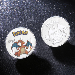 Pièce de monnaie numismatique ronde de 4 cm en émail <span class=keywords><strong>or</strong></span> et <span class=keywords><strong>argent</strong></span>, motif Pokémon Pikachu Mewtwo, OEM ODM, 1 pièce par emballage en plastique sous sachet OPP - Product Image 3