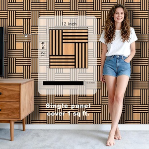3D hạt Gỗ Acoustic Panels 12x12 inch gỗ sồi tự nhiên Veneer rãnh dính âm thanh hấp thụ cảm thấy Hội Đồng Quản Trị cho trang trí Nội Thất Tường - Product Image 4