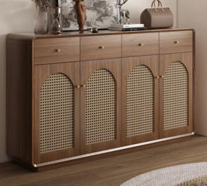 <span class=keywords><strong>Banc</strong></span> à pédale réglable en <span class=keywords><strong>bois</strong></span> massif et panneau de particules moderne, avec revêtement en rotin tressé, pour le rangement des chaussures, le hall d'entrée, le salon - Product Image 4