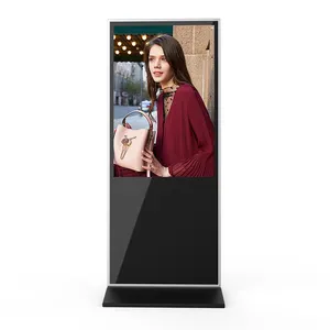 Papan Iklan Digital Dalam Ruangan 55 Inci, Penyangga Lantai Berdiri Layar Lcd dengan Tampilan Iklan Nirkabel Android