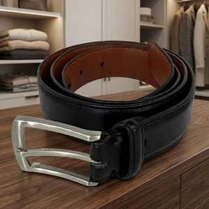Cinturón de Cuero de Vaca Resistente para Hombre, Hebilla Cuadrada de Acero, 100% Impermeable, Ecológico, de Alta Resistencia, Estilo Informal, Diseño Sólido - Product Image 1