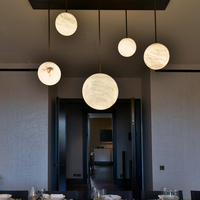 Prix usine Albâtre LUNA Lustre En Laiton Lampes Moderne De Luxe Led Pendentif Suspension Pour Salle À Manger Cuisine Îlot