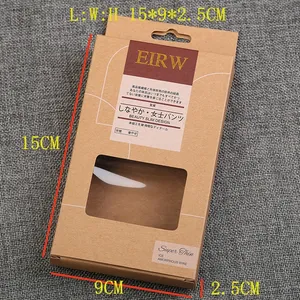 Custom Logo Eco Friendly Brown Kraft Paper Packing Boxes With Clear Window Retail Woman Underwear Packaging Box
