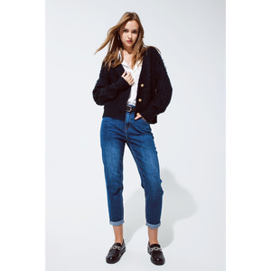 Vaqueros Mum Jean en lavado medio con dobladillo plegado - Product Image 6