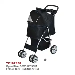 Outdoor Luxury Foldable Portable 4 Wheels Pet Carrier Trolley Travel Carriage Cat Dog Pet Stroller