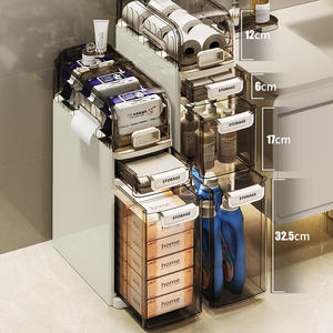 Çok fonksiyonlu dar köşe banyo depolama dolabı tekerlekler taşınabilir organizatör raf soyunma ev şartları saklama kutuları kovaları - Product Image 3