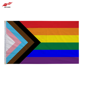 도매 3*5 Ft 진행 프라이드 플래그 100% 폴리 에스테르 페이드 LGBT 레인보우 게이 진행 프라이드 플래그 - Product Image 1