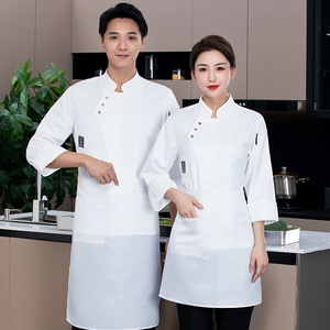 เสื้อโค้ทสำหรับบริกรเชฟใส่ได้ทั้งชายและหญิงชุดเครื่องแบบร้านอาหารในห้องครัวดูแลทำความสะอาด - Product Image 6