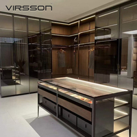 Ensemble de dressing moderne à portes battantes, armoire modulaire haut de gamme en verre, durable, écologique, en bois massif, pour villa, chambre, hôtel