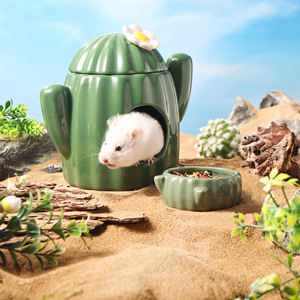 Accessori BUCATSTATE stile cartone animato a forma di <span class=keywords><strong>Cactus</strong></span> per animali domestici criceto in ceramica nascondiglio estivo per piccoli animali - Product Image 4