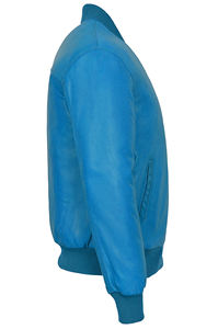 Veste pour homme en cuir Nappa bleu 100% véritable, doublure chaude, fermeture éclair YKK, marque privée OEM, vêtements d'extérieur de luxe pour l'hiver - Product Image 2