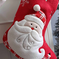 Cadeau de Noël personnalisé : Chaussette de Noël en velours peluche de 16 pouces, bonhomme de neige, Père Noël, sac à bonbons rouge, décoration de cheminée et d'arbre pour broderie
