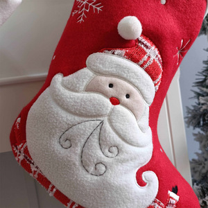 Cadeau de Noël personnalisé : Chaussette de Noël en velours peluche de 16 pouces, bonhomme de neige, <span class=keywords><strong>Père</strong></span> Noël, sac à bonbons rouge, décoration de cheminée et d'arbre pour broderie - Product Image 4