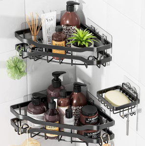 Étagère d'angle murale moderne pour salle de bain d'hôtel, sans perçage, en forme d'éventail, pour douche et rangement - Product Image 1