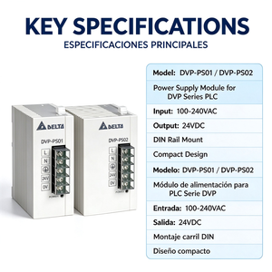 Módulo de Fuente de Alimentación PLC Delta DVPPS01 24VDC 1A Original, Montaje en Riel DIN para Sistema PLC Serie DVP - Product Image 3