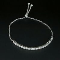 Pulsera de Tenis de Plata de Ley 925 con Diamantes de 3 mm, Pulsera Ajustable