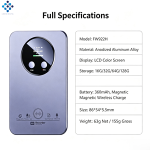 <span class=keywords><strong>Enregistreur</strong></span> vocal numérique FW922H, écran IPS de 1,14 pouces, deux modes, 50H <span class=keywords><strong>d</strong></span>'autonomie, haut-parleur intégré, charge magnétique sans fil, WAV, alliage <span class=keywords><strong>d</strong></span>'aluminium - Product Image 4