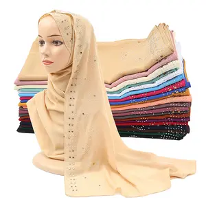Foulard, châle en mousseline de soie, musulman, Premium, ethnique, Hijab, diamant, pour femmes,