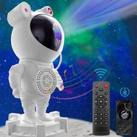 Lonvel proyektor Spaceman 3 mata, proyektor bintang lampu malam dengan lampu bulan Speaker Remote Control dan proyek cahaya Nebula Galax