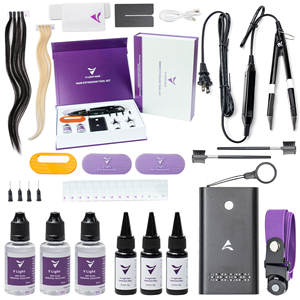 Kit de Extensiones de Cabello con Luz UV Iniceviolet para Pelo Rubio <span class=keywords><strong>y</strong></span> Claro, Liso Rizado Remy, Set de Herramientas <span class=keywords><strong>y</strong></span> Máquina para Extensiones de Cabello - Product Image 2