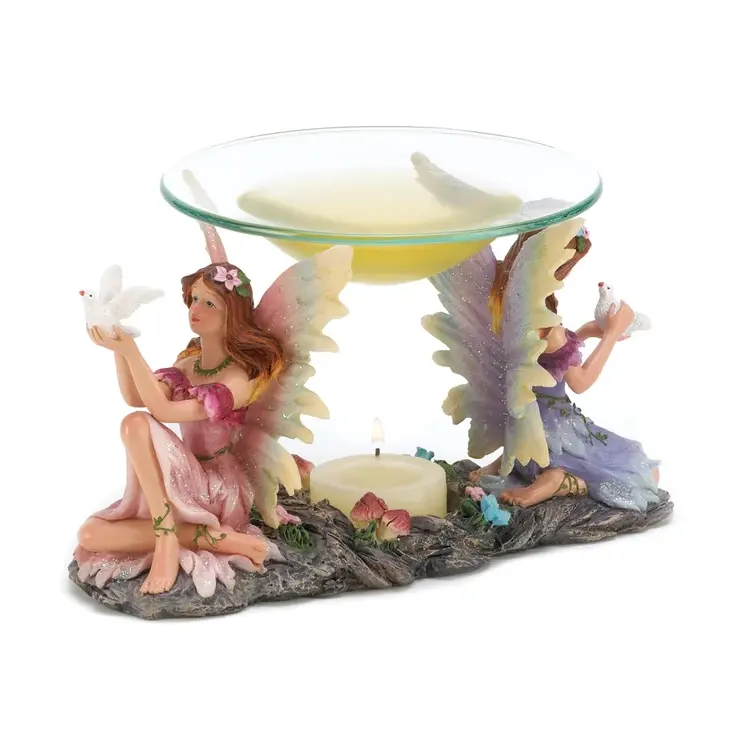 Angels Namaste Polyresin Female Prayer Peaceful Fairies Resin and Glass Tealight Oil Warmer Octopus Aroma Resin candles burners