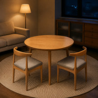 Ensemble table et chaises rondes en bois massif, mobilier moderne pour petits espaces, salon, appartement et maison