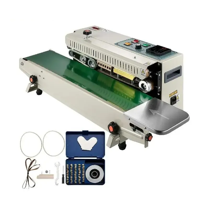 Venta caliente sellador de banda Horizontal tinta sólida sellador automático de alimentos expandido máquina de sellado de bolsas de plástico de banda continua