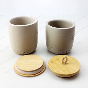 Concrete <strong>Candlestick</strong> <strong>Holders</strong> Grey with Wood Lid Natural Home Decoration Shenzhen Customized More Than 16 Years Experience CN;GUA - Product Image 1