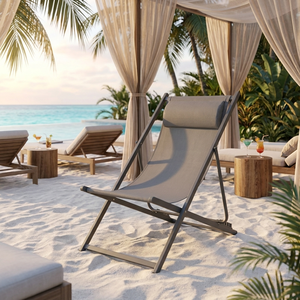 Chaise pliante d'extérieur avec cadre en acier, dossier réglable, chaise longue de plage en maille respirante, chaise de patio pour jardin - Product Image 2