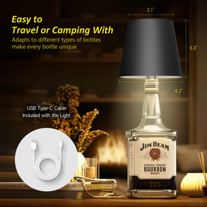 Lampe de table LED rechargeable, lumière décorative en forme de bouteille, lampe de bureau portable à intensité variable, lampe étanche IP54 pour restaurant/maison/bar - Product Image 4