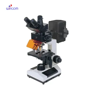 Laboratuvar floresan optik mikroskop CCD konnektörü ile yüksek performanslı trinoküler kafa