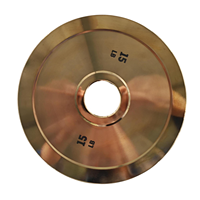 Plaques de dynamophilie multifonctionnelles de 15lb en acier pour le fitness, durables, minces et usinées CNC, avec ouverture de collier de 50mm.